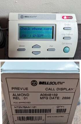 Bellsouth Nt2n78aa1121 Vintage Call Waiting Caller Id System Model Nt2n78aa1121. Nortel Equip