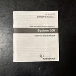 Radio Shack Manual System 360 Caller Id With Callback Instructions M1. Fixed Price $11.99.