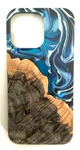 Carved Live Edge Case Iphone 16 Pro Max Blue Resin And Natural Wood, New. Fixed Price $75.00.