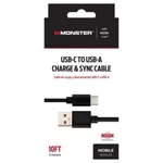 Monster Just Hook It Up Usb-c To Usb-a Charge And Sync Cable 10 Ft. Black. Fixed Price $14.95.