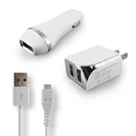 White Color 2.1A Car Charger Adapter + Wall Travel Usb Wire Cord Cable. Fixed Price $12.50.