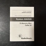 Radio Shack Manual System 928/929 79-MEMORY Mini Caller Id Instructions M1. Fixed Price $11.99.
