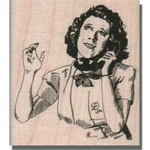 Mounted Rubber Stamp, Retro Lady Phone, Woman,person,talk,eyes,hand,telephone. Fixed Price $12.50.