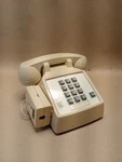 Vintage Beige Push Button Desk Telephone With Walker Receiver Amplifier. Fixed Price $19.95.