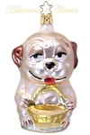 Inge Glas Owc 1241 Large Puppy W/basket German Christmas Orn New W/free Gift Box. Fixed Price $16.00.