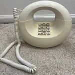 Vtg 70 Western Electric Sculptura Round Donut Telephone House White. Fixed Price $55.00.