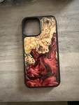 Carved Patterned Wood & Resin Hard Cover Case For Apple Iphone, Beige Red Black. Fixed Price $29.99.