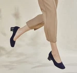 Vivaia Navy Melody Pro Square Toe Block Heels Classic Luxury Office Capsule. Fixed Price $70.00.