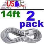 New 2 Pack Telephone Line Reverse Cord 14FT Cable RJ11 6P4C Wire Dsl Fax. Fixed Price $8.95.