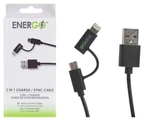 Energo 2-IN-1 Usb Charge & Sync Cable New / Open Box Charging Ships Usa. Fixed Price $10.99.
