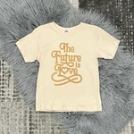 Polished Prints Youth "the Future Love" Ringer Tshirt Size 4T Light Orange. Fixed Price $24.99.