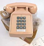 Vtg New Pink Beige Salmon Cortelco Push Button Telephone Desk Usa. Fixed Price $44.95.