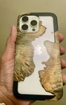 Carved Live Edge Iphone 16 Promax Case - Wood Burl W/ Clear Resin. Fixed Price $85.00.