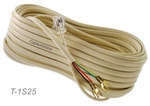 25FT RJ11 6P4C Plug To 4-SPADE Lugs Beige Telephone Cable, Cablesonline T-1S25. Fixed Price $8.98.