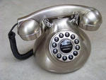 50'S Monster Silver Brush Metal Reproduction Retro Telephone Polyconcept. Fixed Price $39.99.