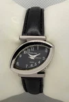Ladies Edward Lynn Prism Dial Silver Tone Black Leather Band Analog Watch I6. Fixed Price $19.99.