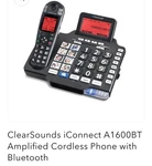 Clearsounds Iconnect A1600BT Amplified Cordless Phone Bluetooth Hearing Impaired. Fixed Price $120.00.
