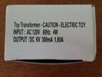 Unbranded Toy Transformer (LG060030) Dc 6V 300MA 1.8VA Ac Adapter / Power Supply. Fixed Price $8.00.